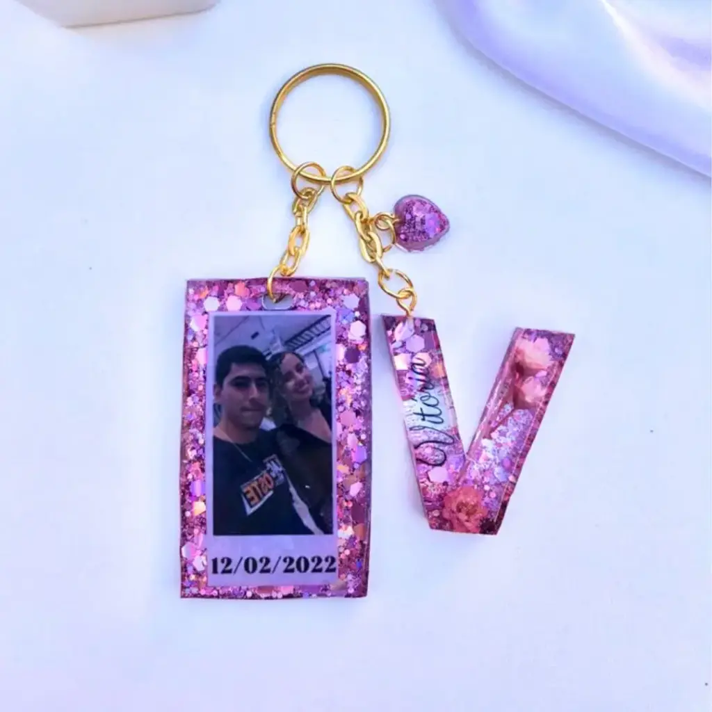 Chaveiro letra + foto 💕.webp