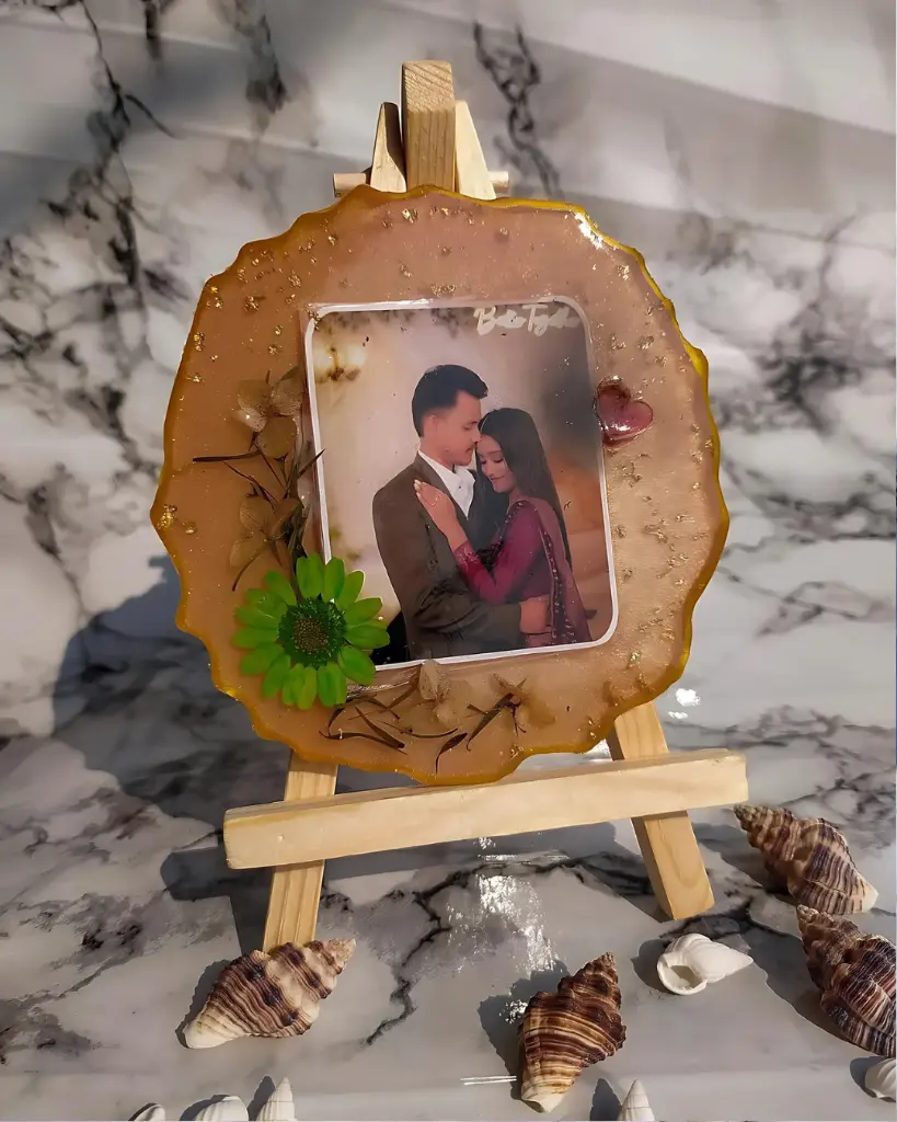 4-Inch Agate Resin Photo Frame
