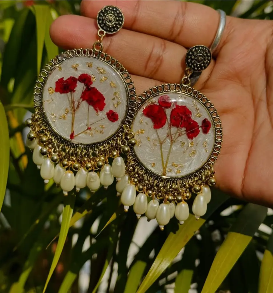 Customised resin jhumka   #resin (1).webp