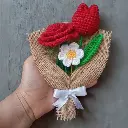 Mini Crochet Bouquet(Rose,Tulip & Daisy)