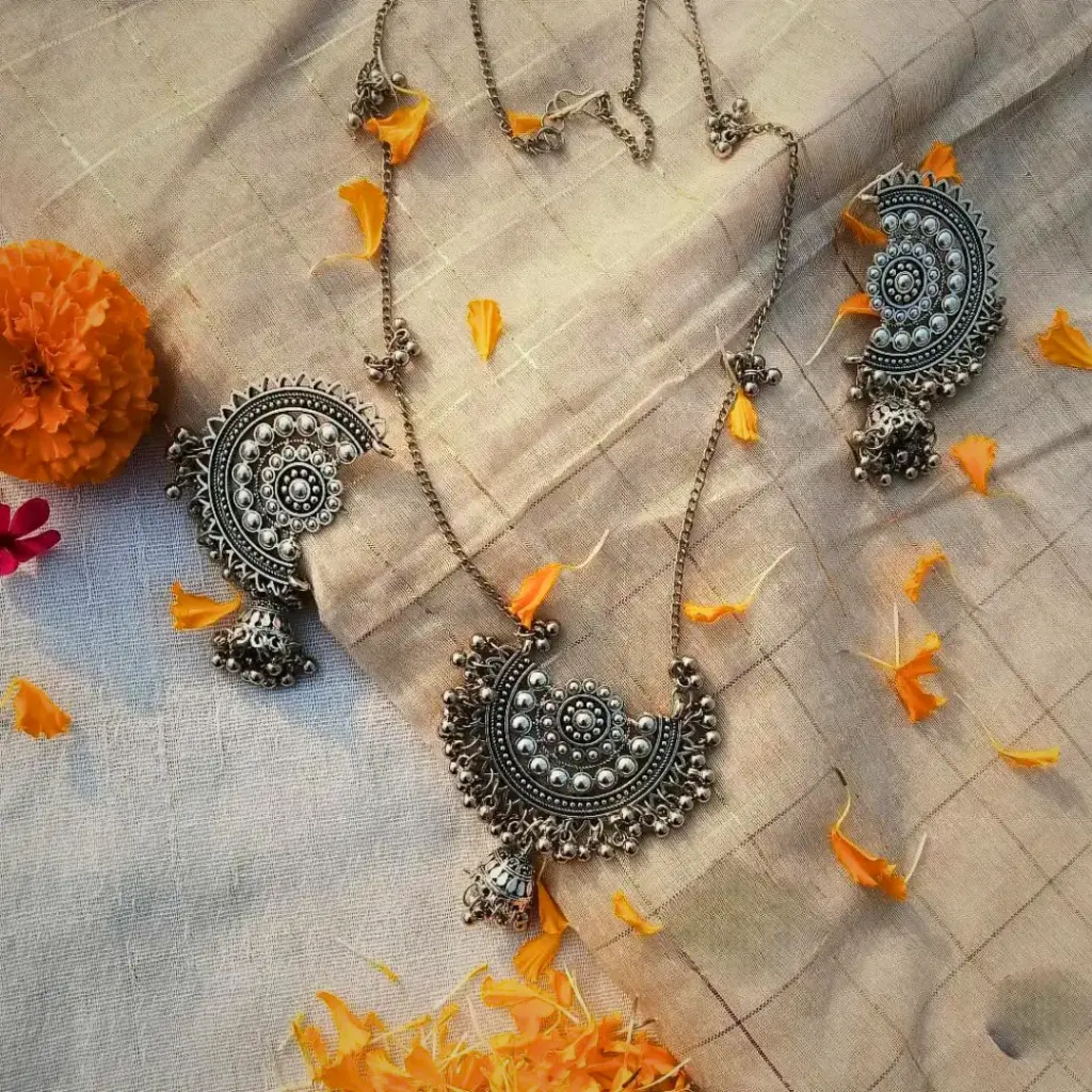 Oxidised Sage Necklace Set