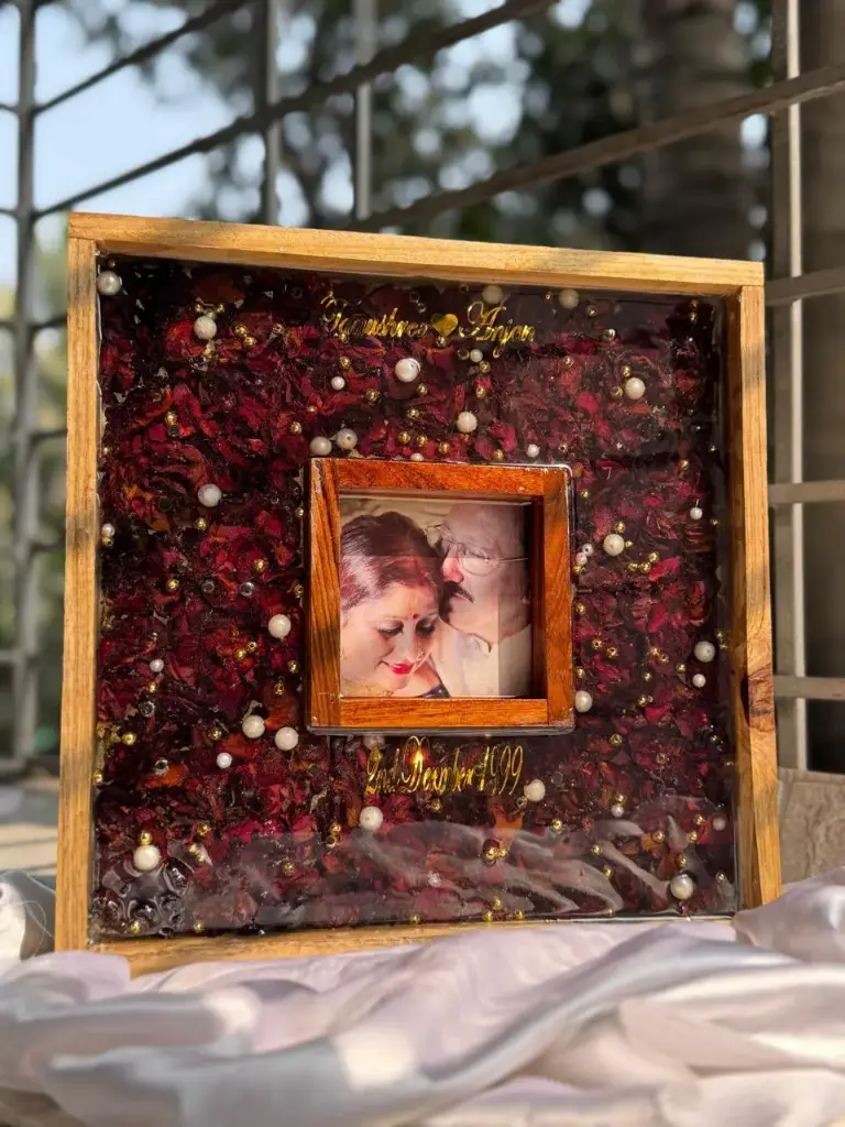 12/12 Inch Wedding Varmala Preserving Teakwood Frame