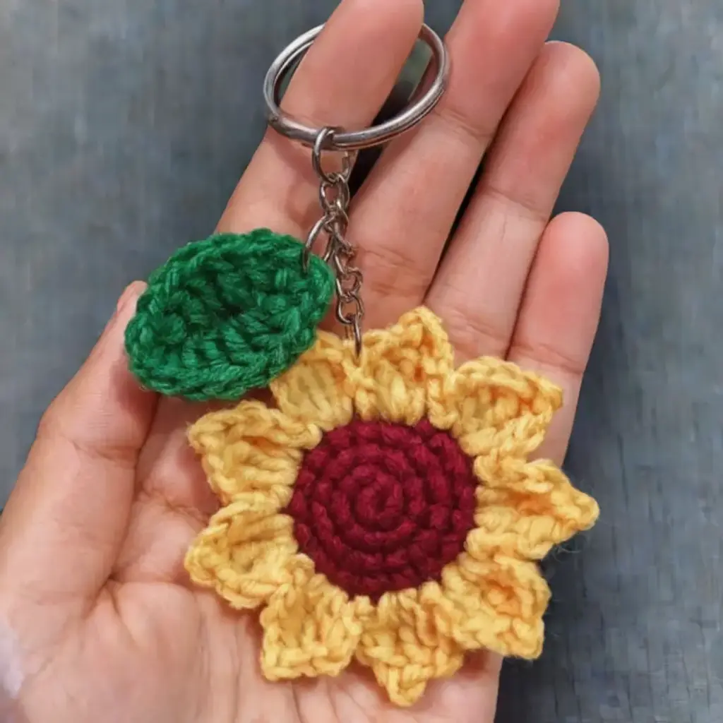 Crochet Sunflower Keychain