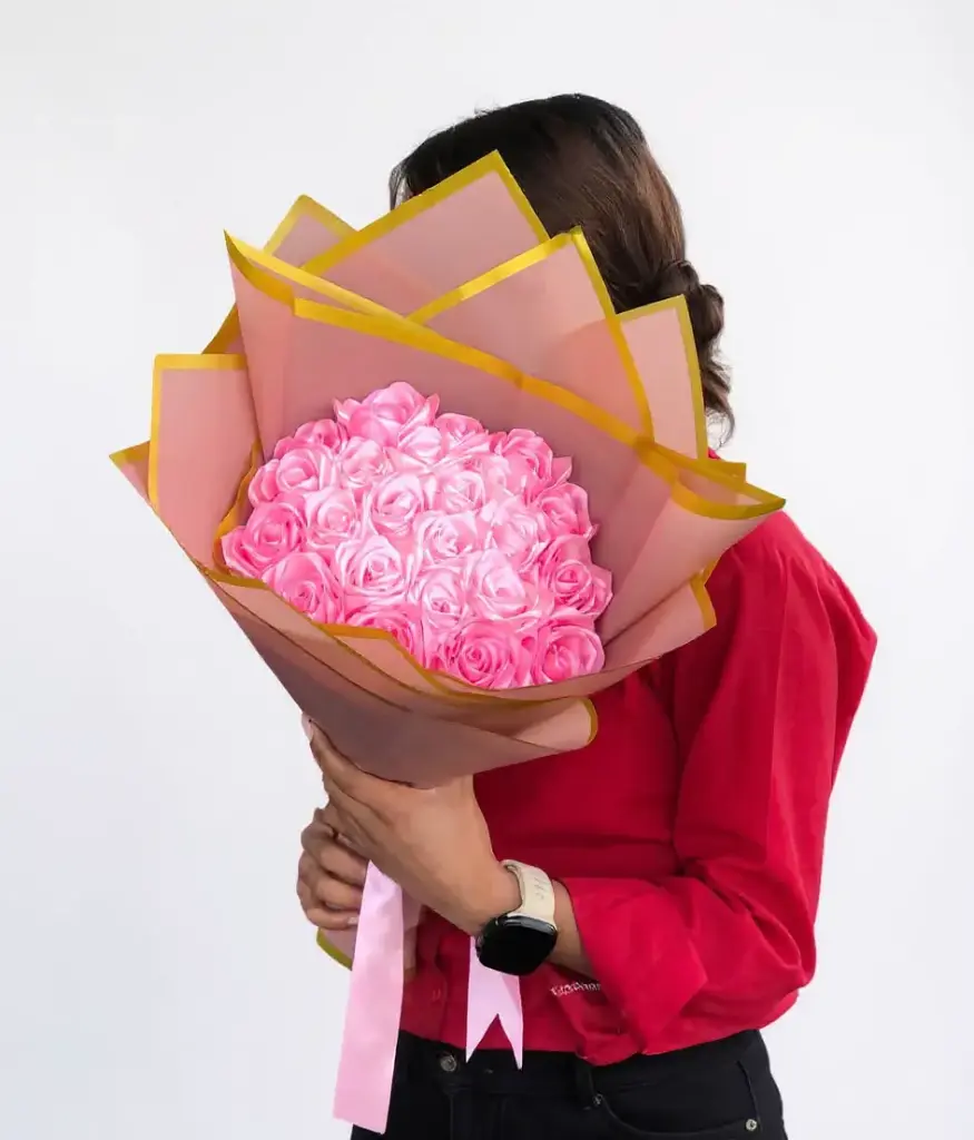 Big Pink Ribbon Rose Bouquet 40 Roses
