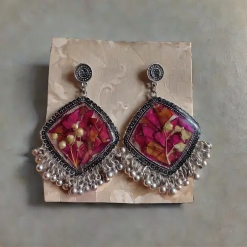 Rose Petals Resin Jhumka