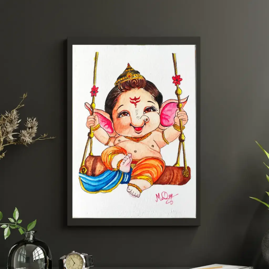 Bal Ganesh A5 Watercolor Painting