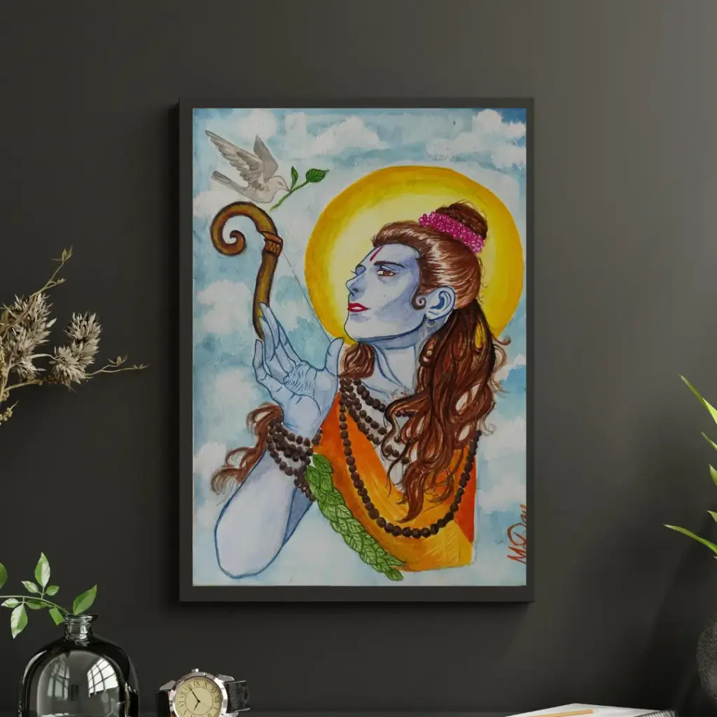 Divine Ram Watercolor Painting A4