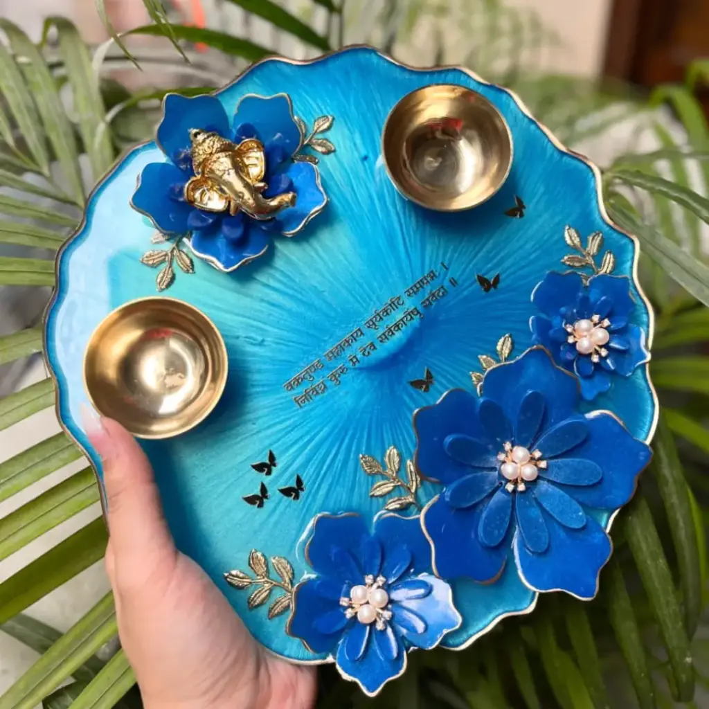 Floral Ganesh Thali (10-Inch)