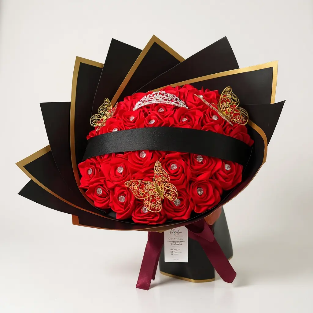 Queen Red Rose Bouquet(50 Roses)