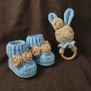 Bunny Baby Booties & Rattle Set