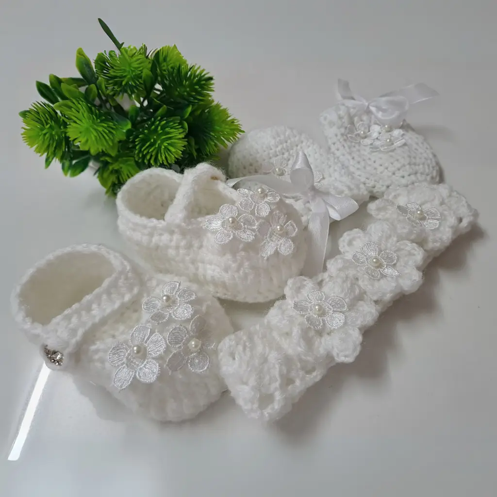 Flori Booties,Mittens & Headband Set