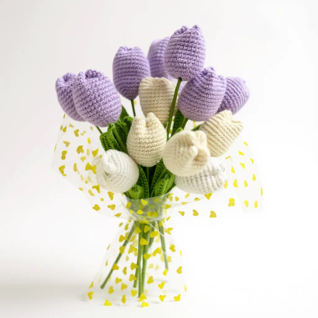 8 Crochet Tulips Set