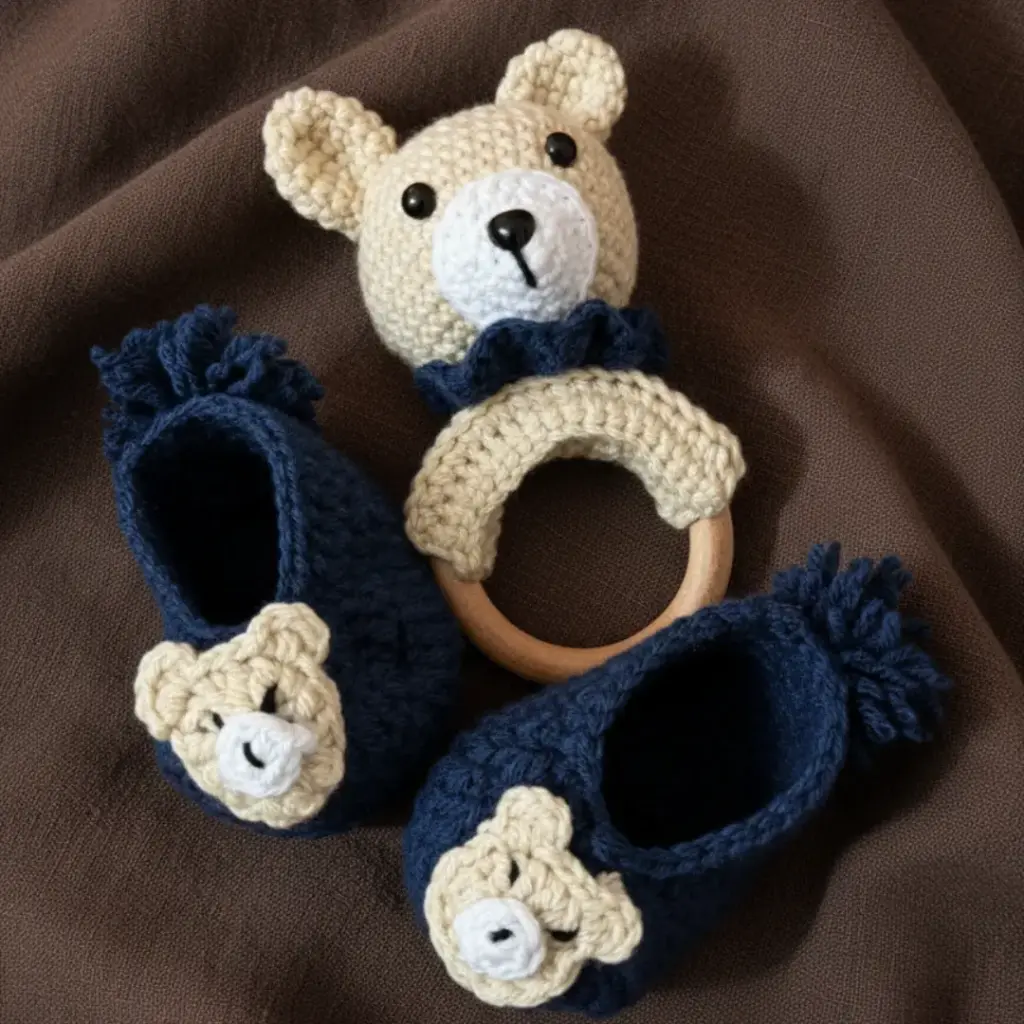 Bear Booties & Rattle Set