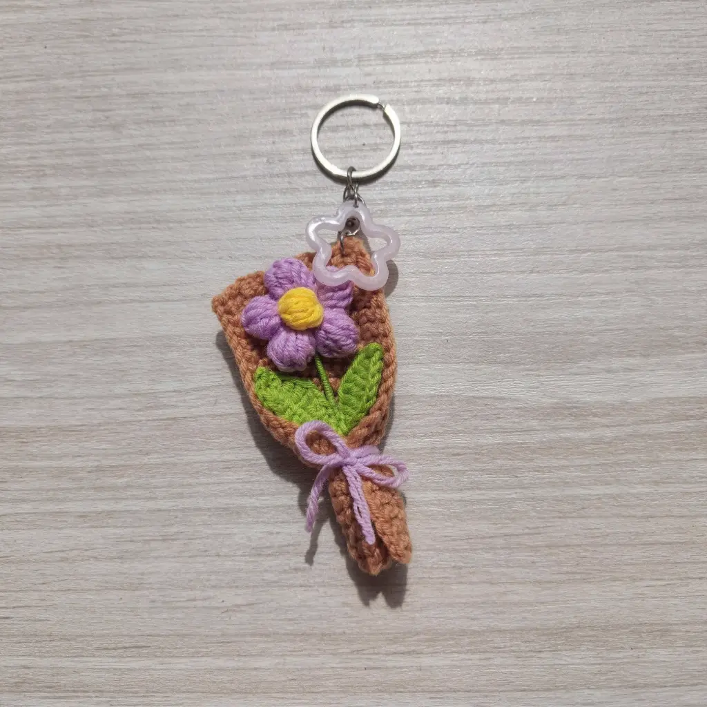Tiny Wrapped Bloom Crochet Keychain
