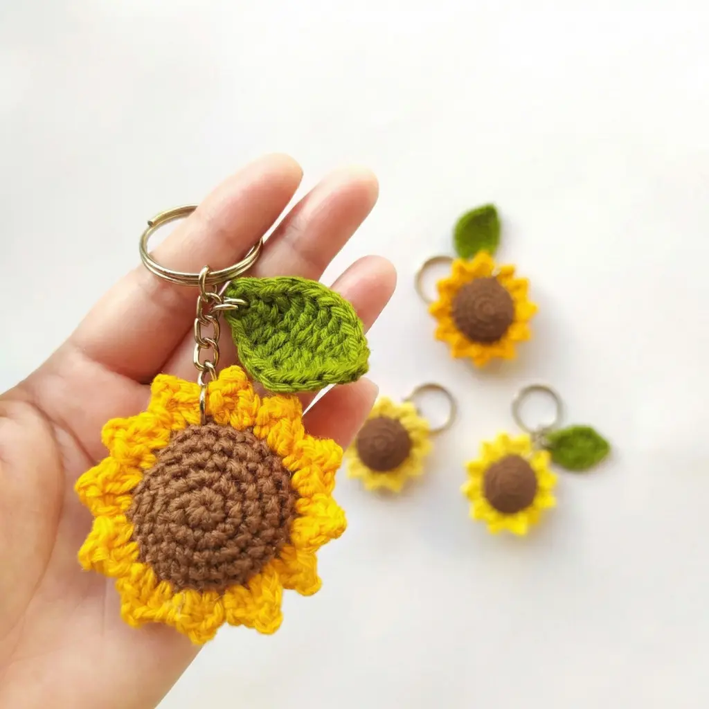 Crochet Sunflower Keychain