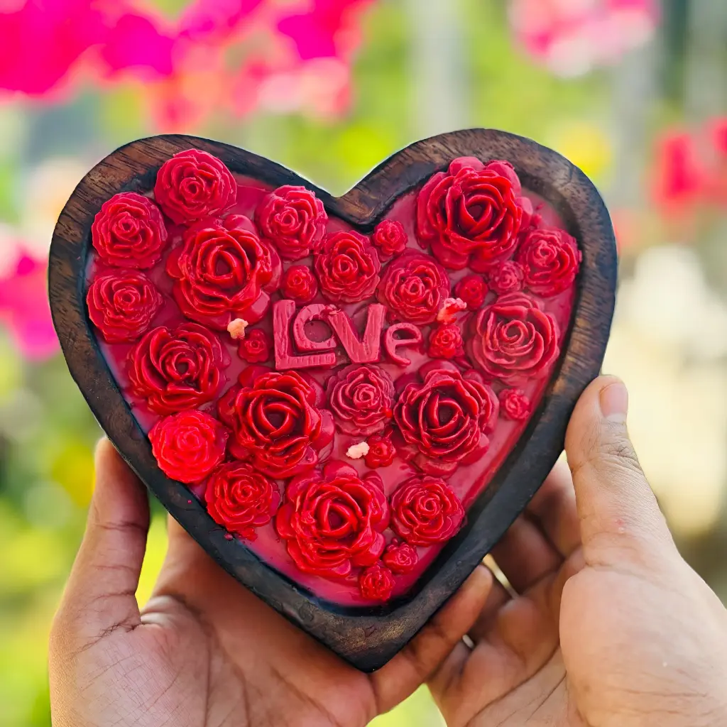 Wooden Heart Candle