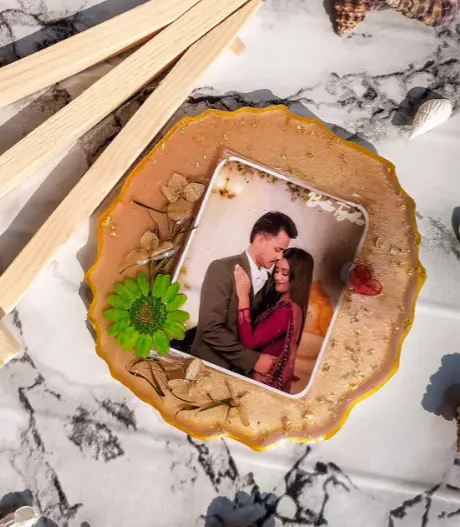4-Inch Agate Resin Photo Frame