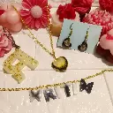 Customizable Name Bracelet,Necklace,Earings And Alphabet Keychain Combo