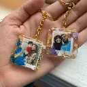 Square Resin Photo Keychain