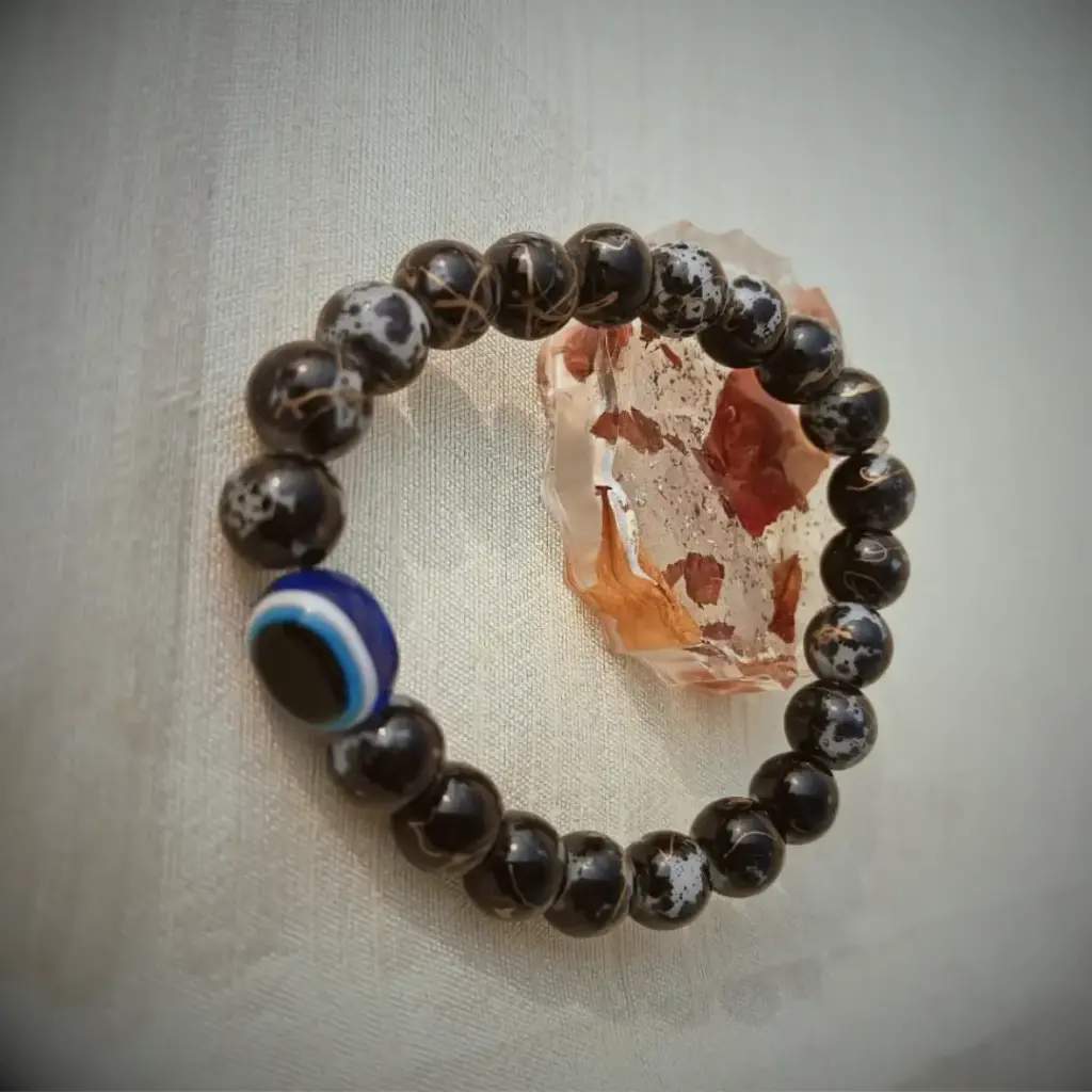Black Marble With Evil Eye