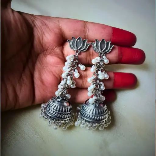 Oxidised Poddo Jhumka