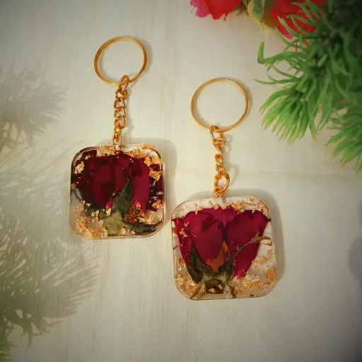 Rose Preserve Square Keychain