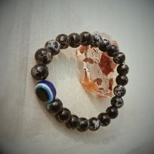 Black Marble With Evil Eye