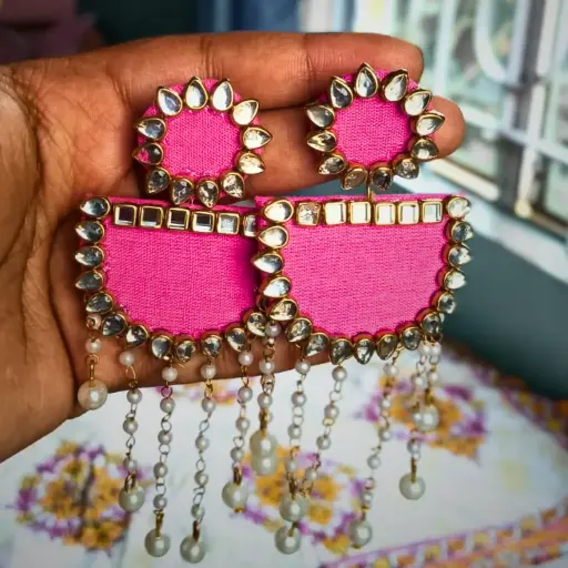 Kundan Pink Earings
