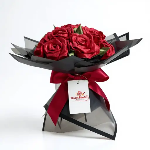 Shiny Red Ribbon Bouquet(10 Roses)