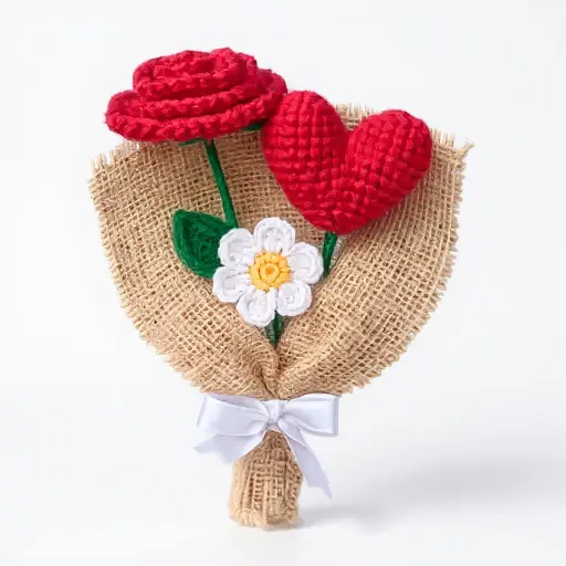 Mini Crochet Bouquet(Rose,Tulip & Daisy)