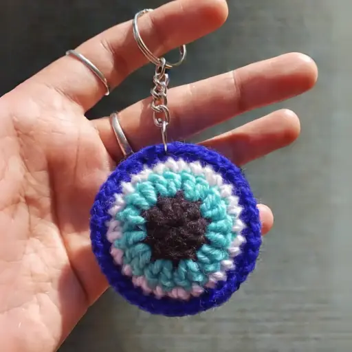 Crochet Evil Eye Keychain