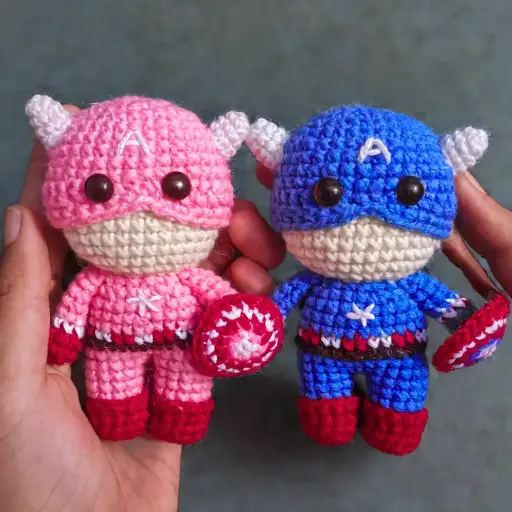 Captain America Couple Crochet Doll