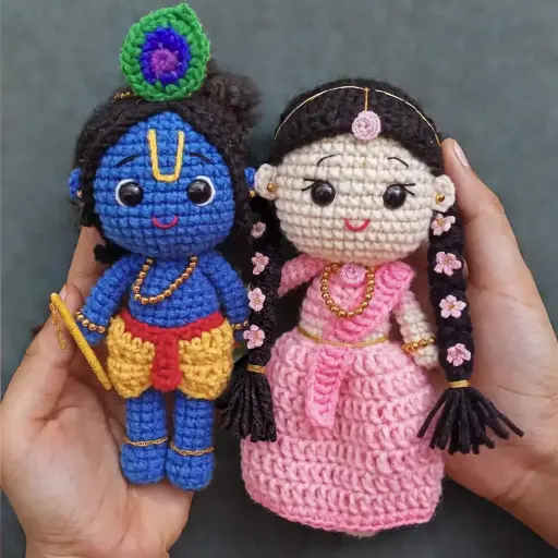 Radha Krisna Crochet Dolls