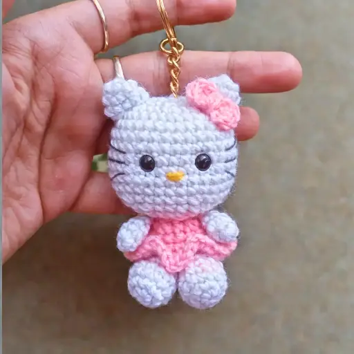 Hello Kitty Crochet Keychain