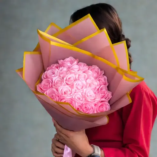 Big Pink Ribbon Rose Bouquet 40 Roses