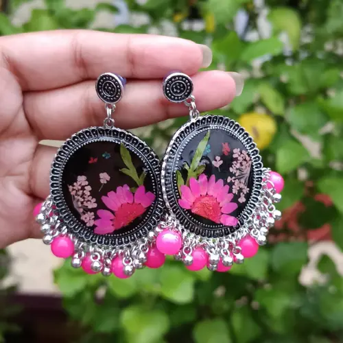 Pink Daisy Jhumka