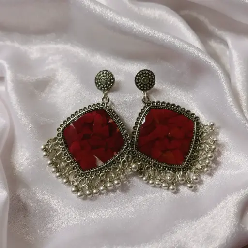 Rose Petals Resin Jhumka