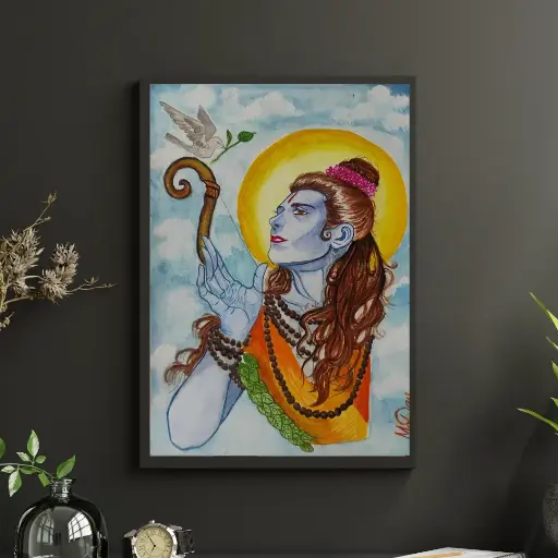 Divine Ram Watercolor Painting A4