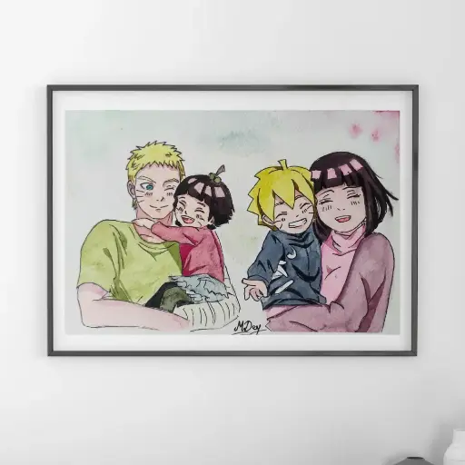 Family-Naruto Hinata Love Watercolor Painting A5