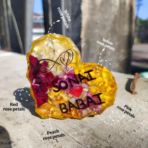 3-Inch Rose Preserving Heart Diamond Resin Frame