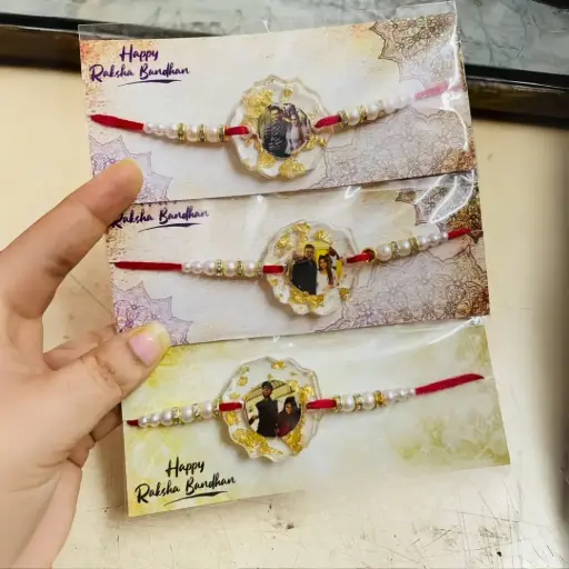 Agate Photo Rakhi Set of 3