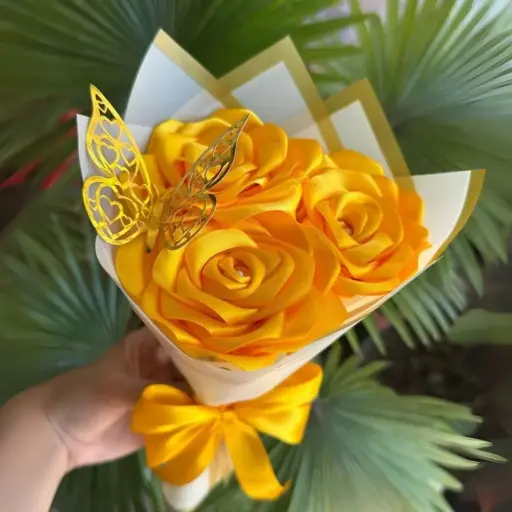 Yellow Ribbon Rose Bouquet