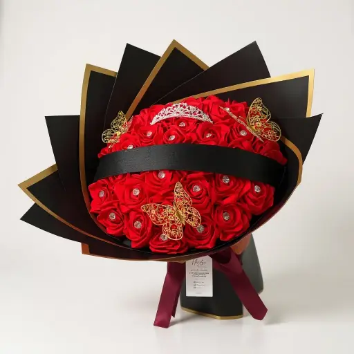 Queen Red Rose Bouquet(50 Roses)