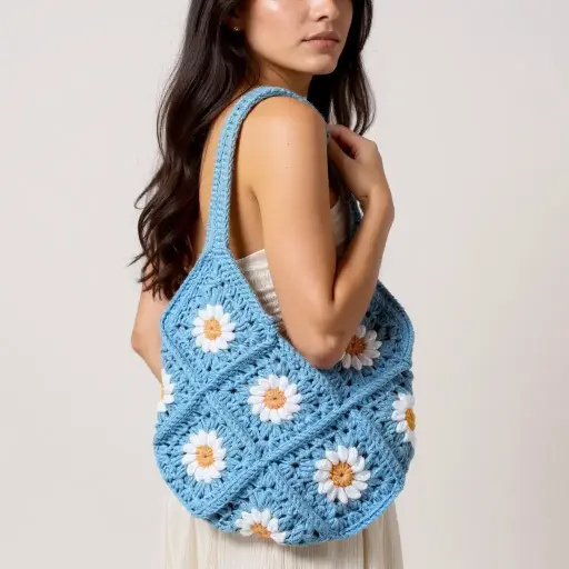 Sky Crochet Shoulder Bag(13")