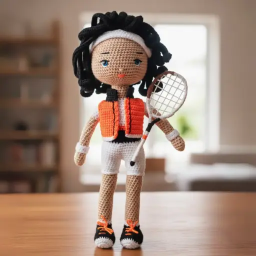 Badminton Girl Crochet Doll (12 Inch