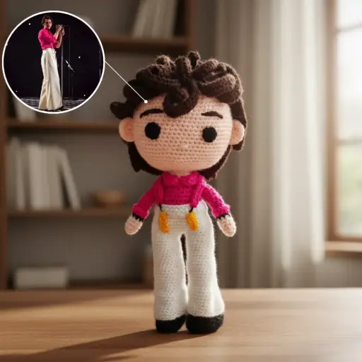 Harry Styles Pink Outfit Crochet Doll (10 Inch)
