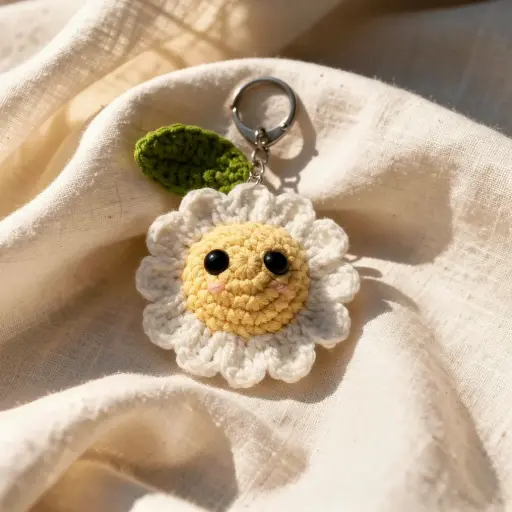 Sunshine Flower Crochet Keychain