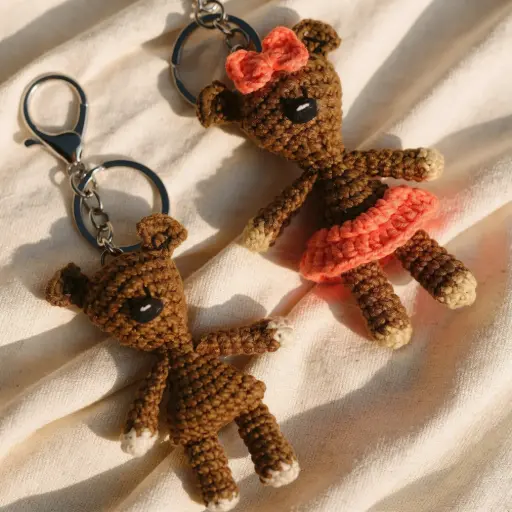 Teddy Crochet Keychain