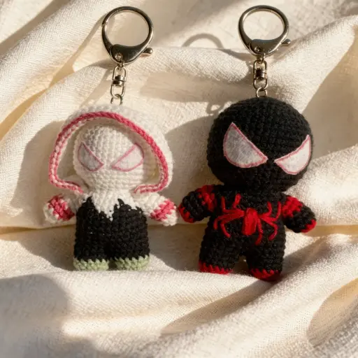 Spider Duo Crochet Keychain