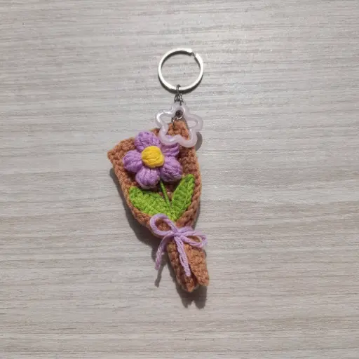 Tiny Wrapped Bloom Crochet Keychain